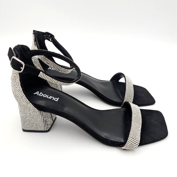 Abound Finn Ankle Strap Rhinestones Block Heel Sandal Silver Size US10M EU42 - Picture 3 of 12